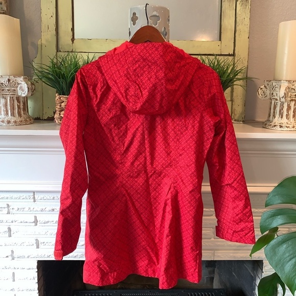 Columbia Omni-Tech Waterproof Hooded Red Women’s Rain Jacket XS Printed - Picture 6 of 6